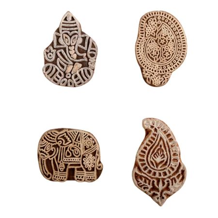 Set of 4 Piece New Mix Wooden Printing Block